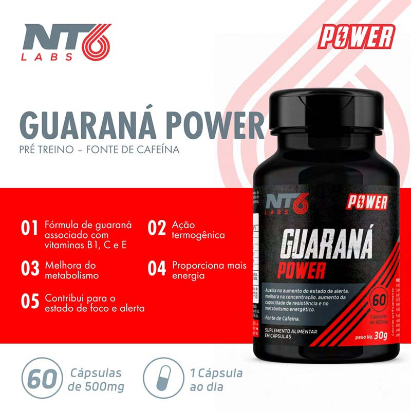 Suplemento energético Guaraná Power 60 cápsulas - NT6