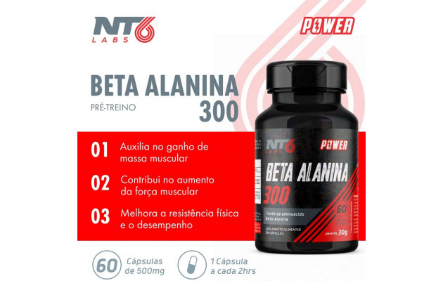  Beta Alanina Suplemento com 60 cápsulas 500mg