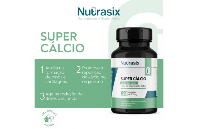 Cálcio e Vitamina D Super Cálcio 120 cápsulas 500 mg
