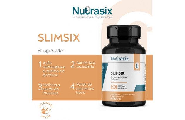 Emagrecedor natural Slimsix 90 cápsulas 500mg
