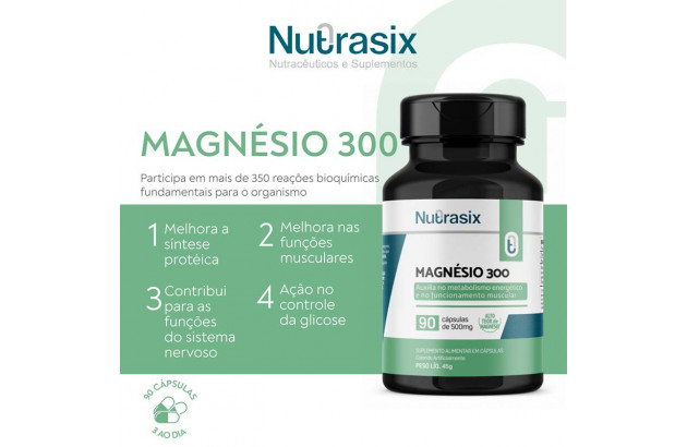 Magnésio 300 suplemento 90 cápsulas 500mg