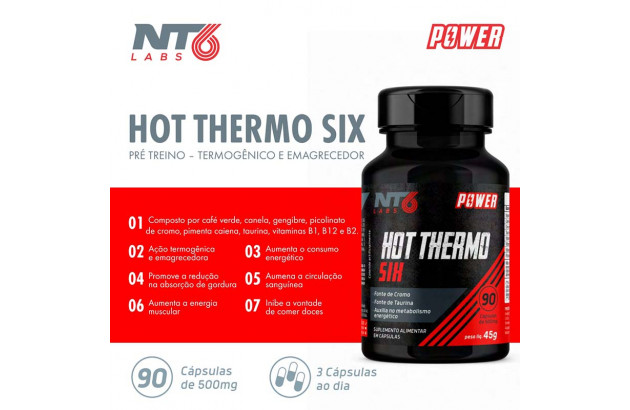 Termogênico natural Hot Thermo Six 90 cápsulas 500mg